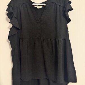 Umgee Size Extra Large (XL) Women's Black Ruffle Sleeve Blouse